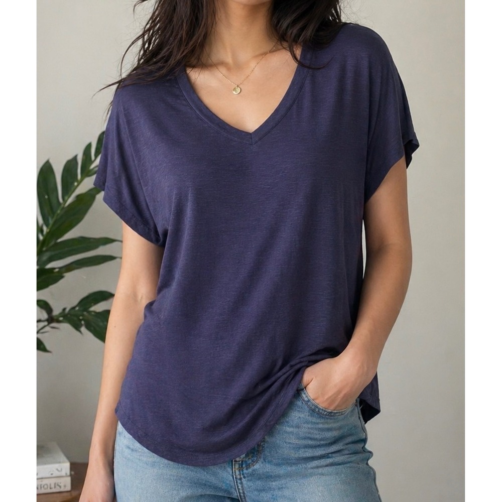 Maurice's Effortless Chic Navy Slouchy Tee Women's Size Large